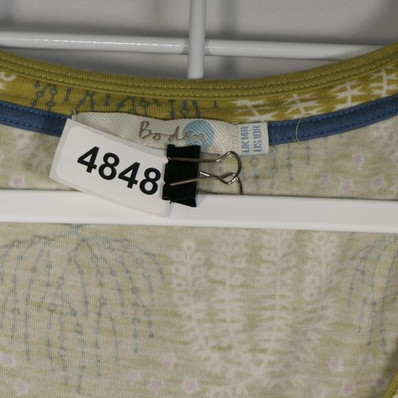 Boden Sheath Dress Womens Size 10 Regular Green Floral Stars Cotton Blend Pocket - Picture 10 of 10